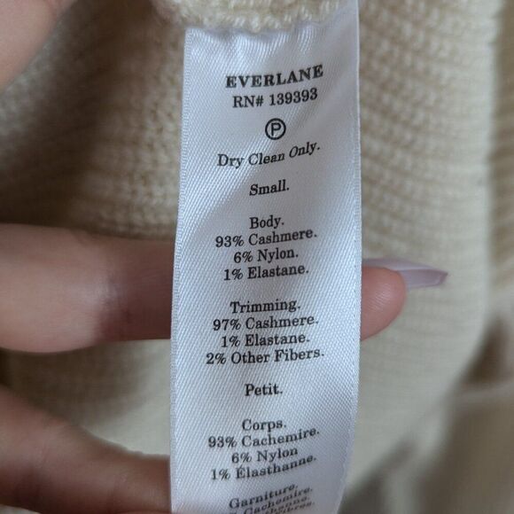 EVERLANE | Cream Ribbed Cashmere Turtleneck Sweater Size Small - Picture 6 of 7